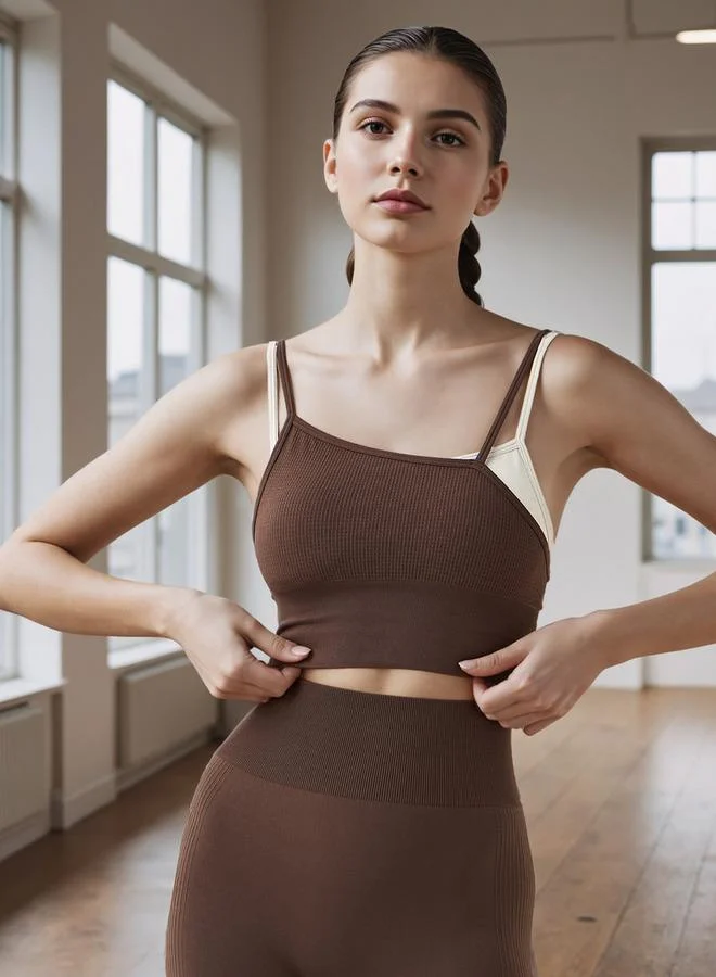 ADOT by Splash Ribbed Layered Sports Bra