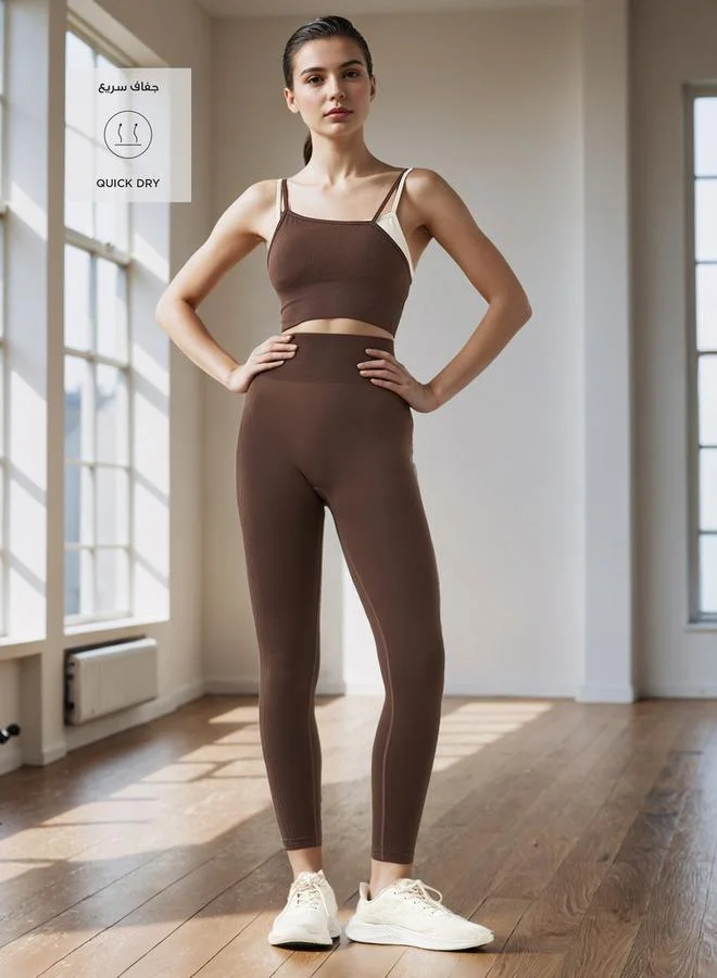 ADOT by Splash Ribbed Layered Sports Bra