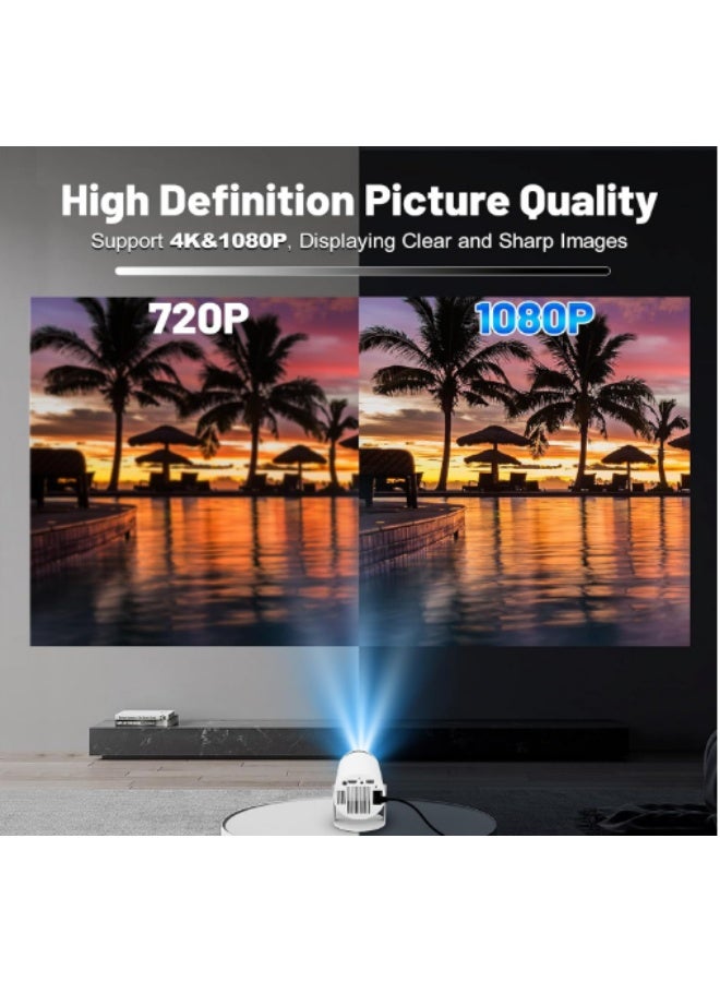 LINKUP Link Up Portable Smart Projector - Native 1280*720 Resolution (4K Support), Android 11 OS, WiFi 6 & Bluetooth 5.0, 160 ANSI Lumens - White. - Image 5