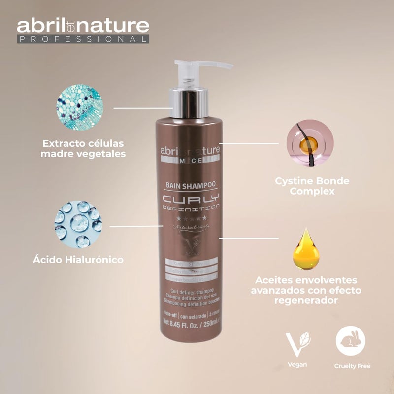 abril et nature - Gold Lifting - Professional Shampoo Ideal for Curly or Wavy Hair - Rejuvenating and Anti-Frizz Treatment with Stem Cells - Greater Shine and Curl Definition - 1000 ml - Image 5