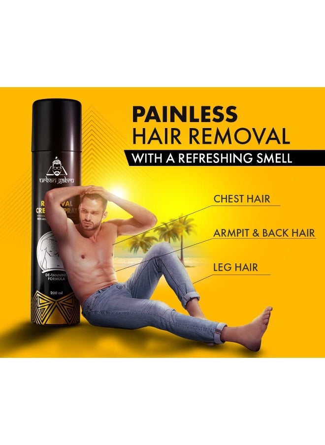 UrbanGabru - Hair Removal cream Spray | Painless Body Hair Removal spray For Chest, Back, Legs & Under Arms (200 ml) (Hair Removal Cream Spray - 200ml) - Image 1
