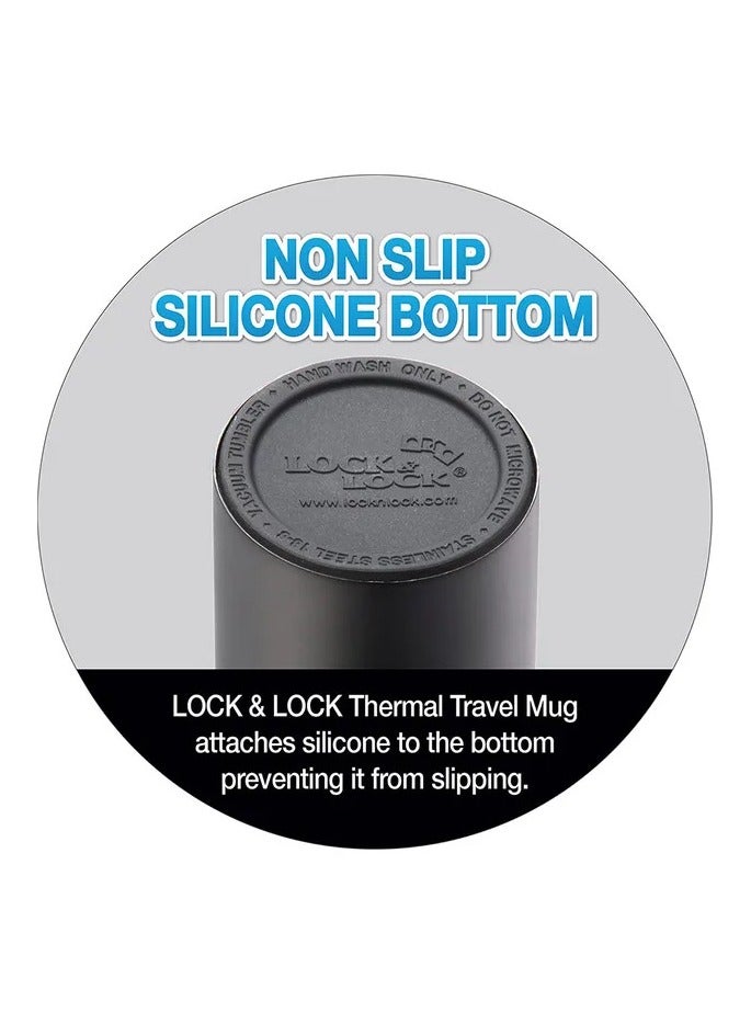 LOCK & LOCK LocknLock 400ml Stainless Steel Tumbler with Double-Vacuum Insulation - Portable, Ergonomic Travel Mug for Hot and Cold Beverages - Grey - Image 4