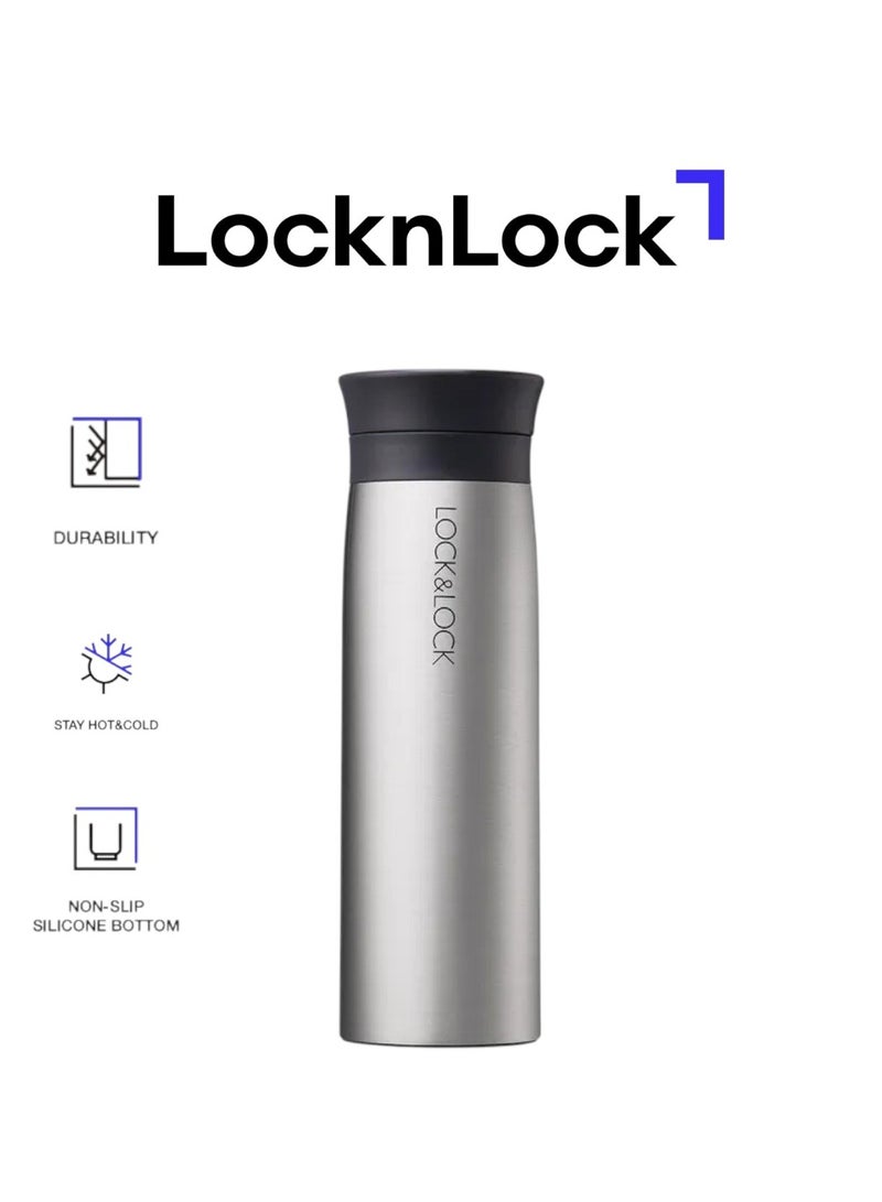 LOCK & LOCK LocknLock 400ml Stainless Steel Tumbler with Double-Vacuum Insulation - Portable, Ergonomic Travel Mug for Hot and Cold Beverages - Grey - Image 1