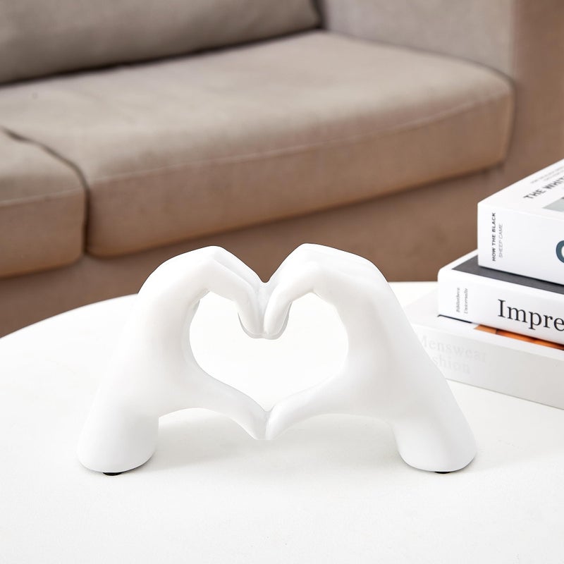 OTARTU Otartu Golden Gound Gesture Decoration Modern Love Love تمثال الإصبع الملخص للفن النحت الزفاف الزفاف (White)  - Image 3