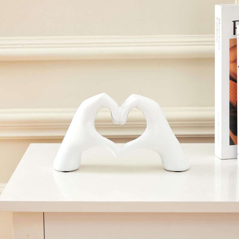 OTARTU Otartu Golden Gound Gesture Decoration Modern Love Love تمثال الإصبع الملخص للفن النحت الزفاف الزفاف (White)  - Image 2
