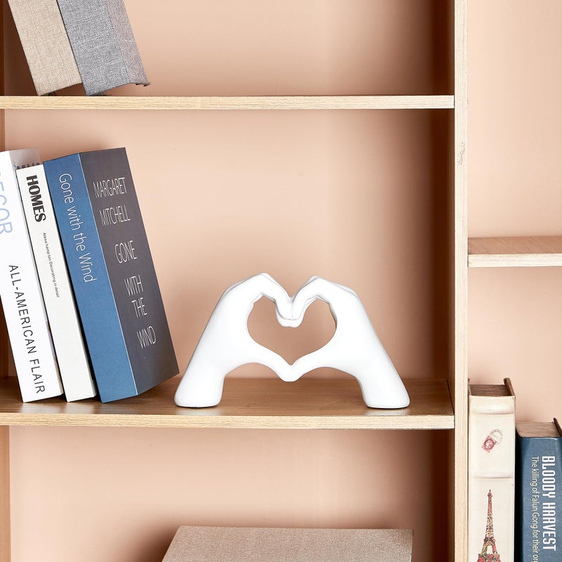 OTARTU Otartu Golden Gound Gesture Decoration Modern Love Love تمثال الإصبع الملخص للفن النحت الزفاف الزفاف (White)  - Image 5