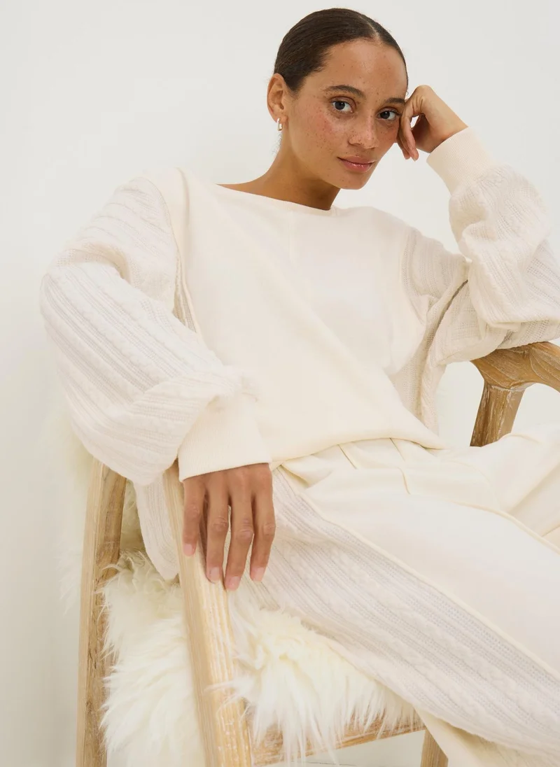 Matalan Cream Cable Sweatshirt Top