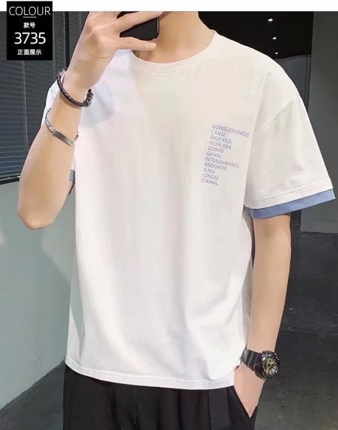 Men'S Short-Sleeved T-Shirt Fake Two-Piece Student Bottoming Shirt Trendy Korean Men'S Shirt Slim-Fit Half-Sleeve - Image 5