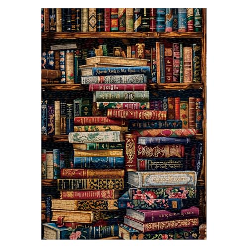 Larkipuzz Vintage Library Bookshelf Jigsaw Puzzle 1000 Piece for Adult Funny Books Challenging Painting Jigsaw Puzzles Art Aesthetic Difficult Puzzle - Image 5