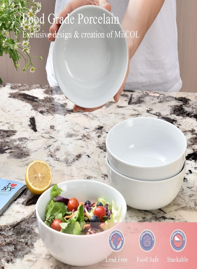 Miicol White Cereal Bowls 20 oz / 600ml, Ceramic Soup Bowls Set of 4, Breakfast Bowl 6 inch / 15cm, Kitchen Bowl for Pasta, Salad, Ramen, Oatmeal, Microwave and Dishwasher Safe - Image 4