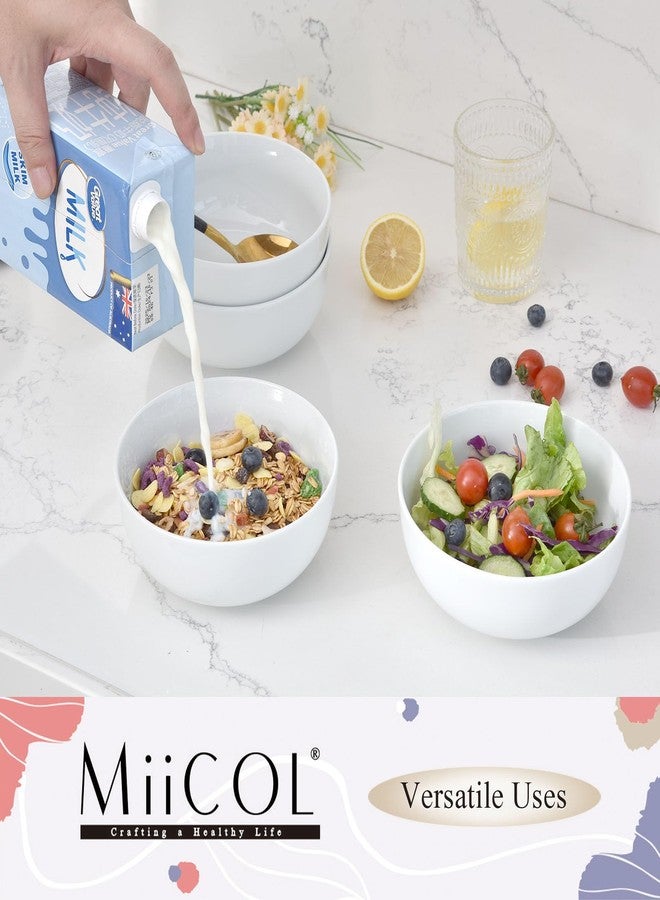 Miicol White Cereal Bowls 20 oz / 600ml, Ceramic Soup Bowls Set of 4, Breakfast Bowl 6 inch / 15cm, Kitchen Bowl for Pasta, Salad, Ramen, Oatmeal, Microwave and Dishwasher Safe - Image 2
