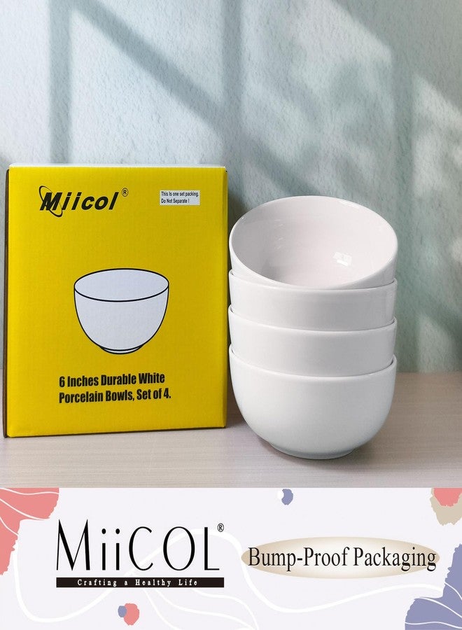 Miicol White Cereal Bowls 20 oz / 600ml, Ceramic Soup Bowls Set of 4, Breakfast Bowl 6 inch / 15cm, Kitchen Bowl for Pasta, Salad, Ramen, Oatmeal, Microwave and Dishwasher Safe - Image 5
