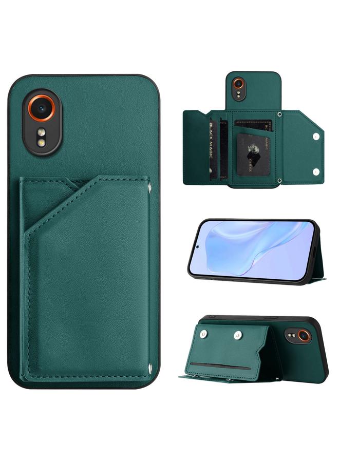 اس-توب جراب لهاتف Samsung Galaxy Xcover 7 Skin Feel مع أربع فتحات للبطاقات وحزام معصم - Image 1