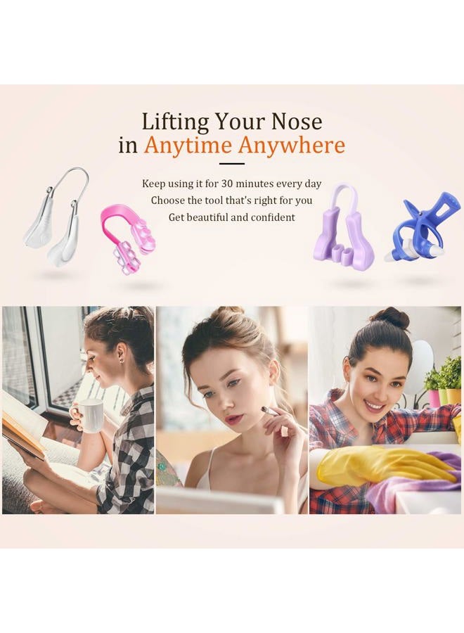 Frienda 4-Piece Silicone Nose Clip Set - Slimming Clips for Women (Purple, Pink, Blue, Transparent) - Image 5