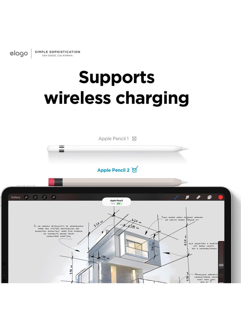 Elago - Classic Pencil Case Compatible with Apple Pencil 2nd Generation Cover Sleeve, Classic Design, Compatible with Magnetic Charging and Double Tap - Stone - Image 1