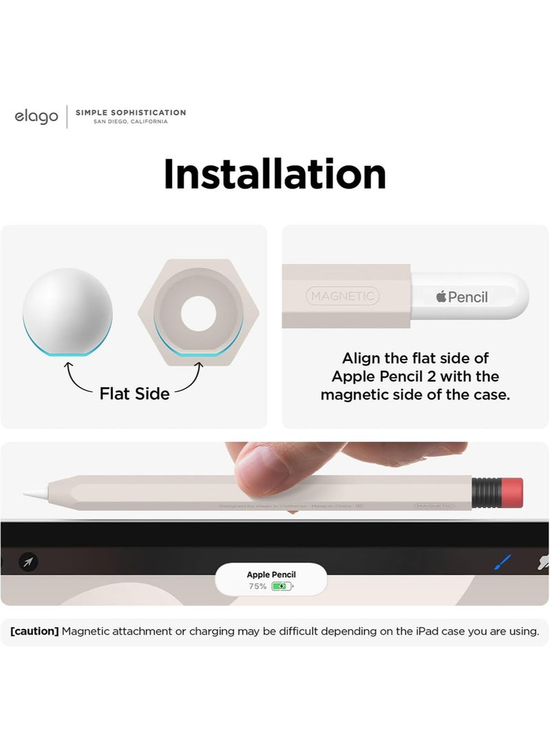 Elago - Classic Pencil Case Compatible with Apple Pencil 2nd Generation Cover Sleeve, Classic Design, Compatible with Magnetic Charging and Double Tap - Stone - Image 1