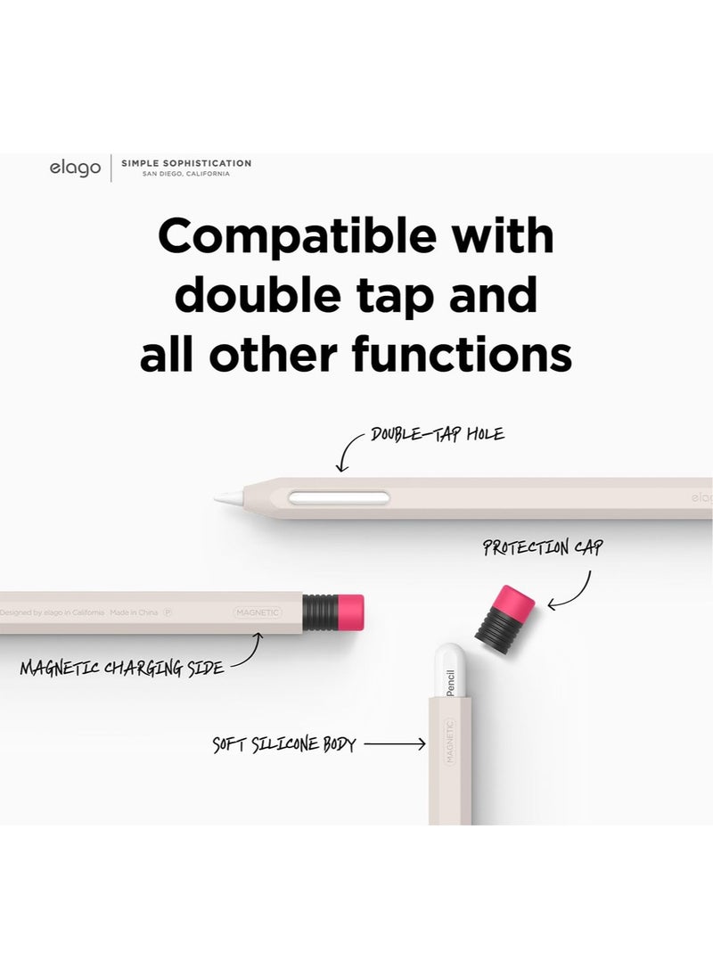 Elago - Classic Pencil Case Compatible with Apple Pencil 2nd Generation Cover Sleeve, Classic Design, Compatible with Magnetic Charging and Double Tap - Stone - Image 1