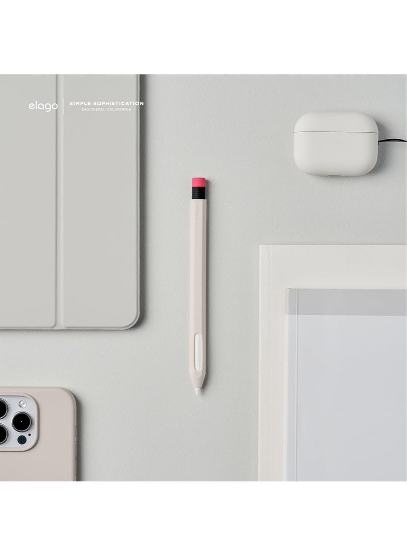 Elago - Classic Pencil Case Compatible with Apple Pencil 2nd Generation Cover Sleeve, Classic Design, Compatible with Magnetic Charging and Double Tap - Stone - Image 1