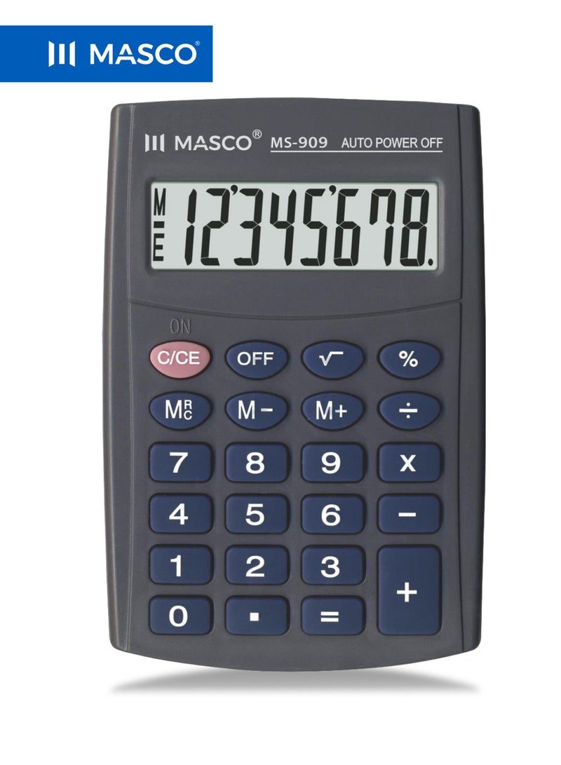 MASCO 8-Digit Pocket Calculator with Large Display, Solar Plus Power & Auto Power Off - Image 1