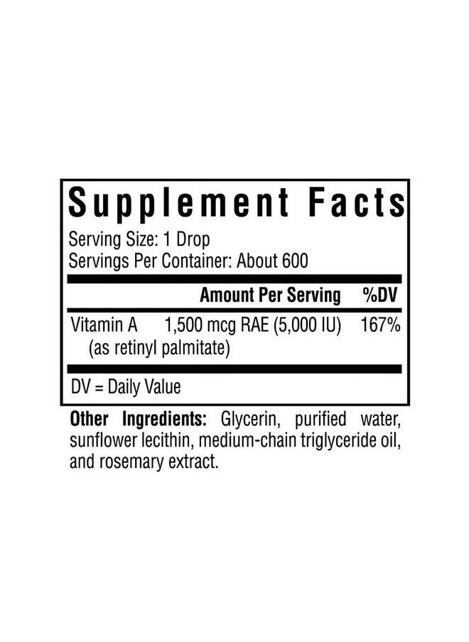 Seeking Health - Seeking Health vitamin A Drops - Eye & Skin Health Supplement with Retinyl Palmitate - Liquid Vitamin Support with Antioxidant Support - Soy-Free & Gluten-Free - 1 fl oz, 1500mcg (600 Servings) - Image 1