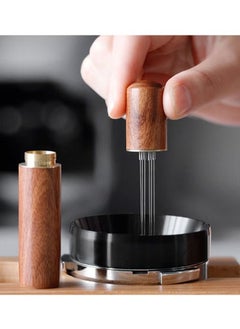 ELFSA Wood Handle Natural Stainless Steel Needles Blender Kitchen Accessories Hand Stirrer Leveler Tamper Distributor Espresso Powder Stirrer Needle Coffee Tamper  - Image 5