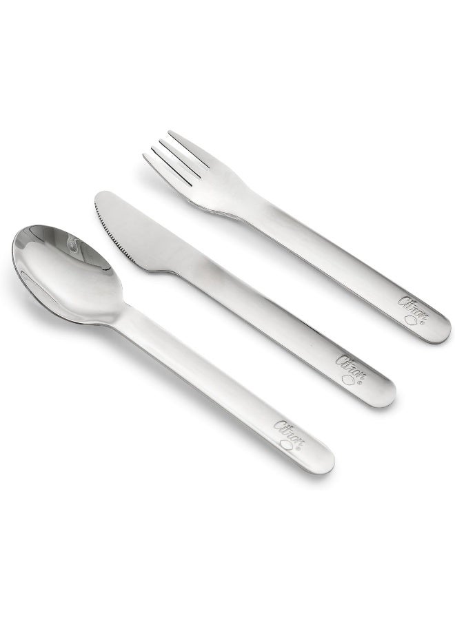 Citron Stainless Steel Cutlery Set 3 Pc Silverware Fork, Spoon And Knife, Reusable Travel Utensils And Flatware Set For KidsBrick - Image 3