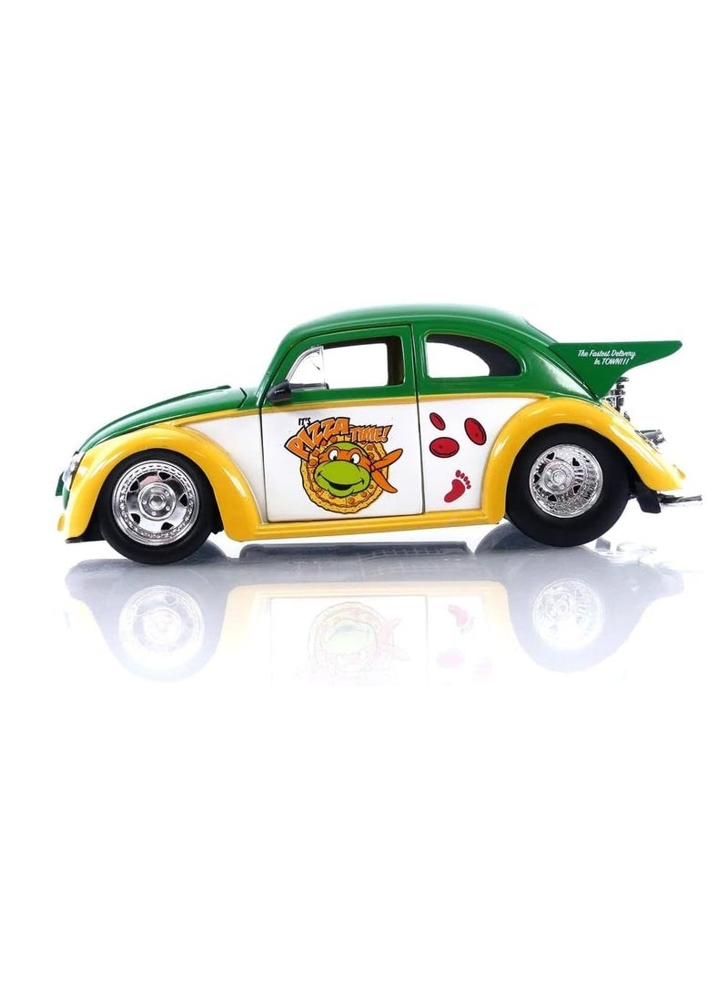 JADA Teenage Muntant Ninja Turtles Michelangelo Figure & 1959 Volkswagen Drag Beetle Die Cast Car 1:24 Scale - Image 3