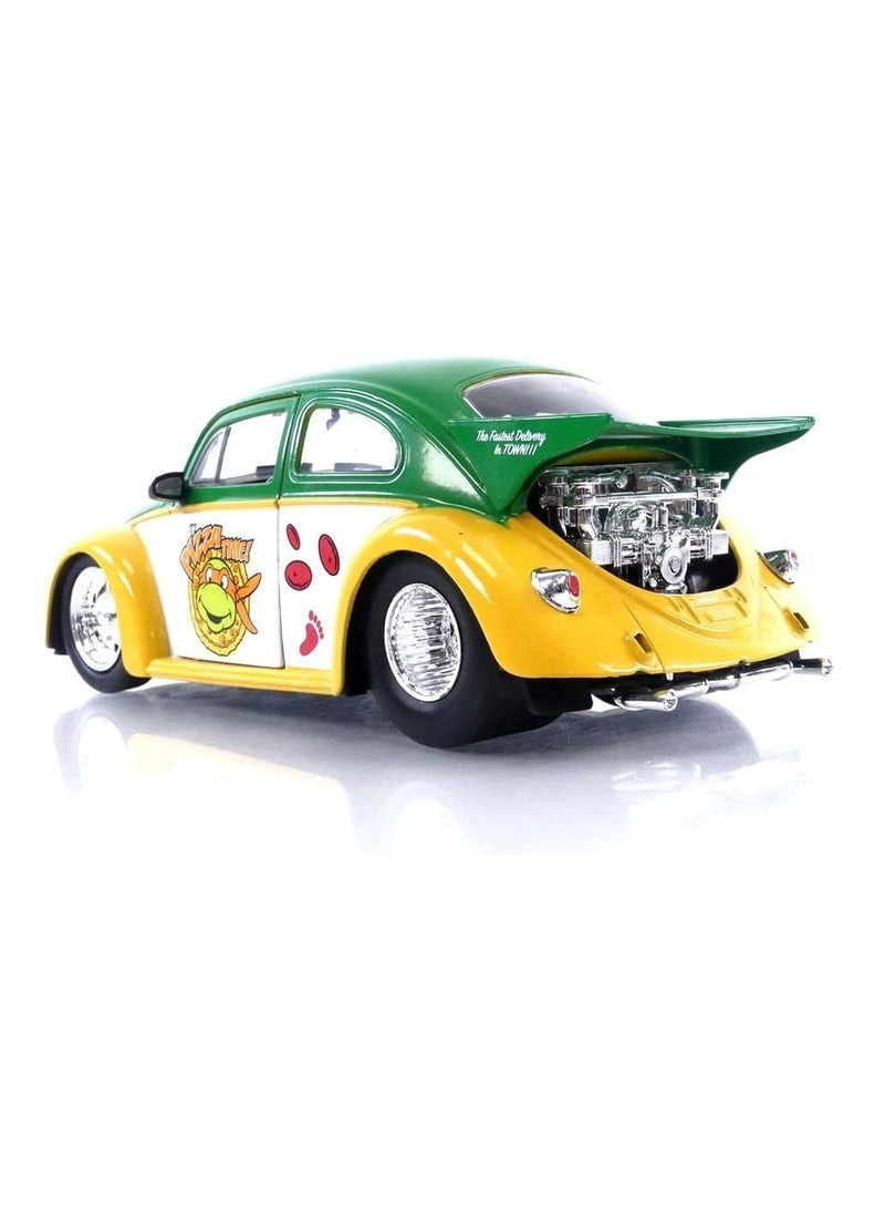 JADA Teenage Muntant Ninja Turtles Michelangelo Figure & 1959 Volkswagen Drag Beetle Die Cast Car 1:24 Scale - Image 2