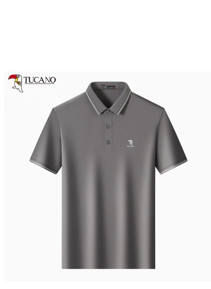 Tucano - 【 Mulberry Silk 5A Antibacterial 】 Men's Short sleeved T-shirt Business Polo Shirt - Image 1