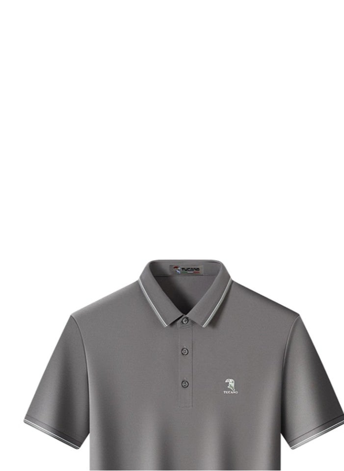 Tucano - 【 Mulberry Silk 5A Antibacterial 】 Men's Short sleeved T-shirt Business Polo Shirt - Image 1