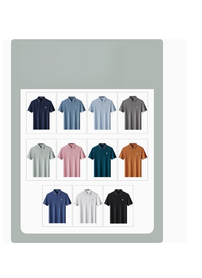 Tucano - 【 Mulberry Silk 5A Antibacterial 】 Men's Short sleeved T-shirt Business Polo Shirt - Image 1