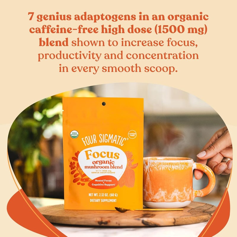 Four Sigmatic Focus Blend  Organic Lions Mane Powder with Adaptogen and Mushroom Blend  Includes Cordyceps Rhodiola Bacopa  Mucuna  30 Servings - Image 3