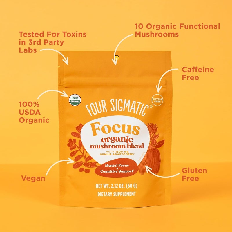 Four Sigmatic Focus Blend  Organic Lions Mane Powder with Adaptogen and Mushroom Blend  Includes Cordyceps Rhodiola Bacopa  Mucuna  30 Servings - Image 5