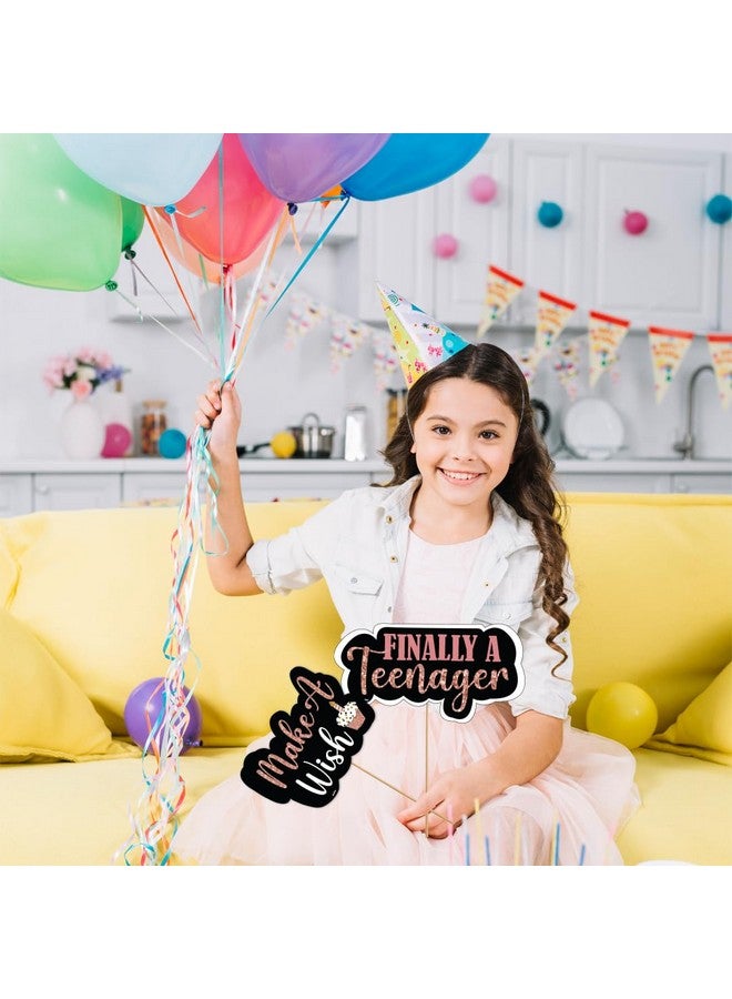 Festiko® 14 Pcs 13th Birthday Photo Booth Props - Black  Rose Gold Party Props for Teen Birthday, Make a Wish, Finally Teenager - Birthday Celebration Party Supplies for Boys  Girls - Image 3