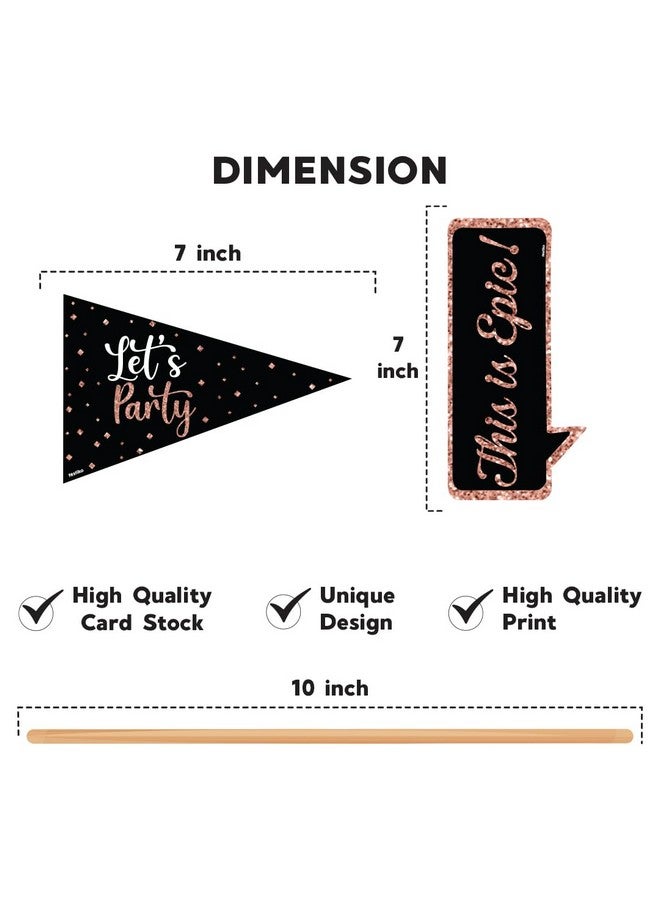 Festiko® 14 Pcs 13th Birthday Photo Booth Props - Black  Rose Gold Party Props for Teen Birthday, Make a Wish, Finally Teenager - Birthday Celebration Party Supplies for Boys  Girls - Image 2