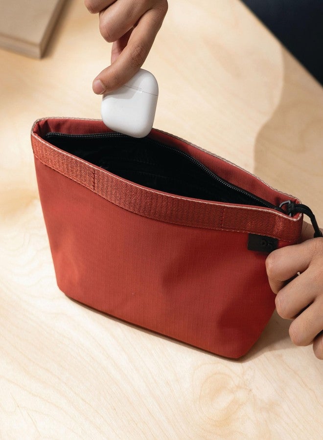 DailyObjects Medium Pivot Carry All Pouch for Men and Women |Multi Storage Slip Pockets |Lightweight|Water Repellent|Portable| Recycled Nylon Zippered| Concealed Handles| for Daily Use/Travel (Red) - Image 3