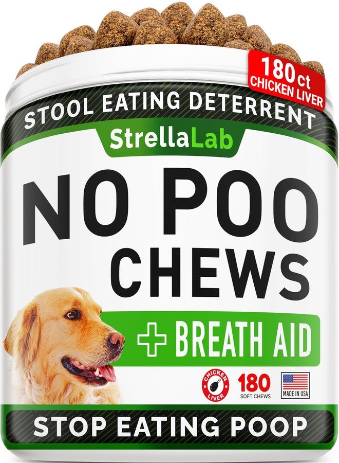 STRELLALAB No Poo Treats for Dogs - Coprophagia Stool Eating Deterrent - No Poop Eating for Dogs - Digestive Enzymes - Stop Eating Poop - Liver Flavor 180 Ct - Image 1