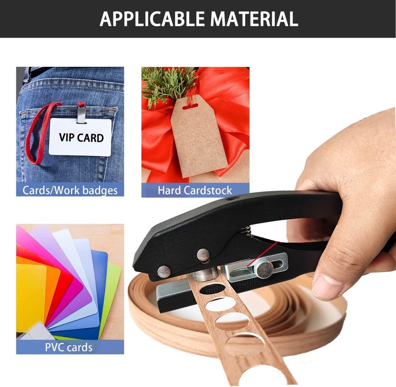 Heavy-Duty Single Hole Punch (15mm, Black), Portable Puncher for Edge Banding, Tags, Cards & Plastic - Image 5