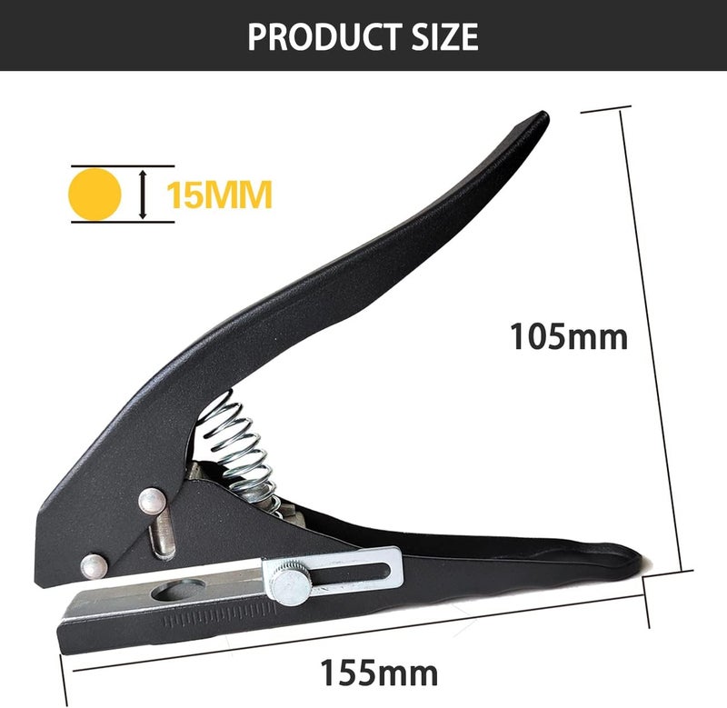 Heavy-Duty Single Hole Punch (15mm, Black), Portable Puncher for Edge Banding, Tags, Cards & Plastic - Image 4
