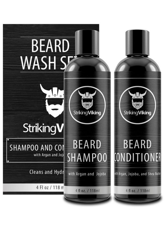 Striking Viking Beard Shampoo And Beard Conditioner For Men Naturally Derived Ingrediets Beard Wash Set Cleanse Softens & Conditions With Organic Argan And Jojoba Beard Oils Sulfate & Paraben Free Striking Viking - Image 1
