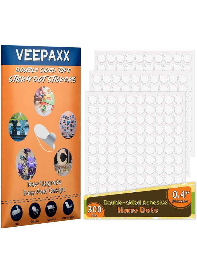 Veepaxx 300Pcs Double Sided Adhesive Dots, Removable Clear Dots Sticky Tack, Waterproof No Trace Dots Adhesive Putty for Wall Hanging Crafts, Balloons Party Decorations Poster Picture Festival Decoration 10mm - Image 1