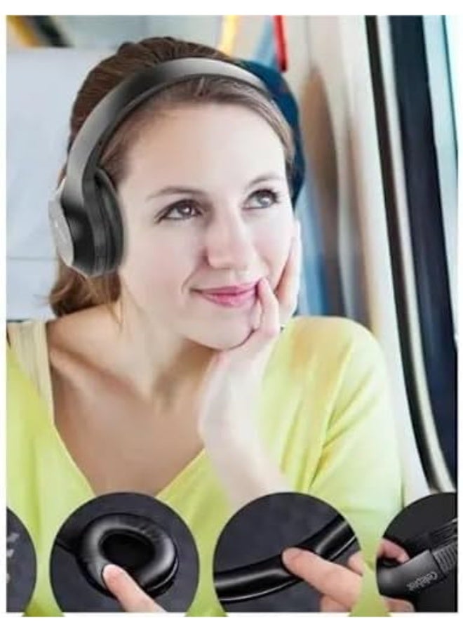 Celebrat A27 Bluetooth Headphones with HiFi Sound, HD Microphone, Foldable and Comfortable Design, 3.5mm Audio Jack - Image 3