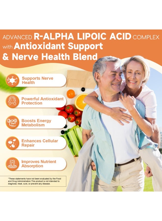 توتاريا R Alpha Lipoic Acid1000mg - مكمل ALA لاعتلال الأعصاب والدعم المضاد للأكسدة، كبسولات لصحة الأعصاب، طاقة الخلايا، والتمثيل الغذائي ومكافحة الشيخوخة، غير معدل وراثيًا، خال من الغلوتين، آمن للنباتيين، 120 كبسولة - Image 5