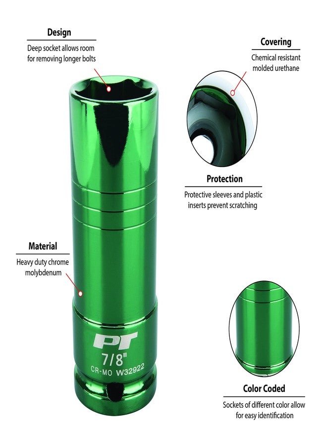 بيرفورمانس تول أداة الأداء W32922 أداة الأداء مقبس حائط رفيع مقاس 1/2 بوصة، محرك تأثير، مقاس 7/8 بوصة، أخضر - Image 4