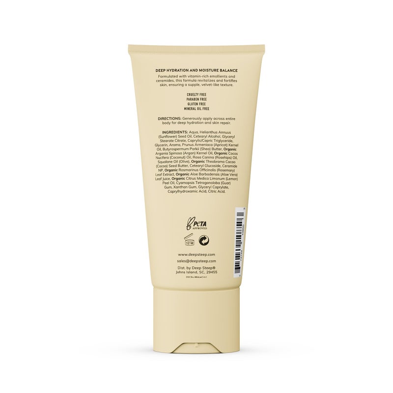 Deep Steep Body Butter, 6 oz â€“ Rich Moisturizer with Ceramides, Coconut Oil, Argan Oil & Aloe Vera â€“ Vegan, Clean Beauty, Smooth & Hydrated Skin (6 Ounces, Lemon Cream) - Image 2