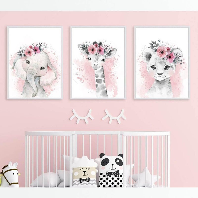 Kiddale Baby Watercolor Animals Wall Art Prints Set of 6 (8x12, Unframed), Tiger Elephant Zebra Rhino Leopard Giraffe Safari Animals Inspirational Pictures Nursery Decor Art - Image 3