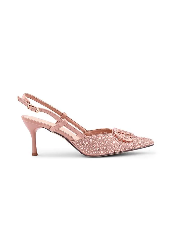 IconStyle Garavani VLogo Signature slingback in leather with rhinestones