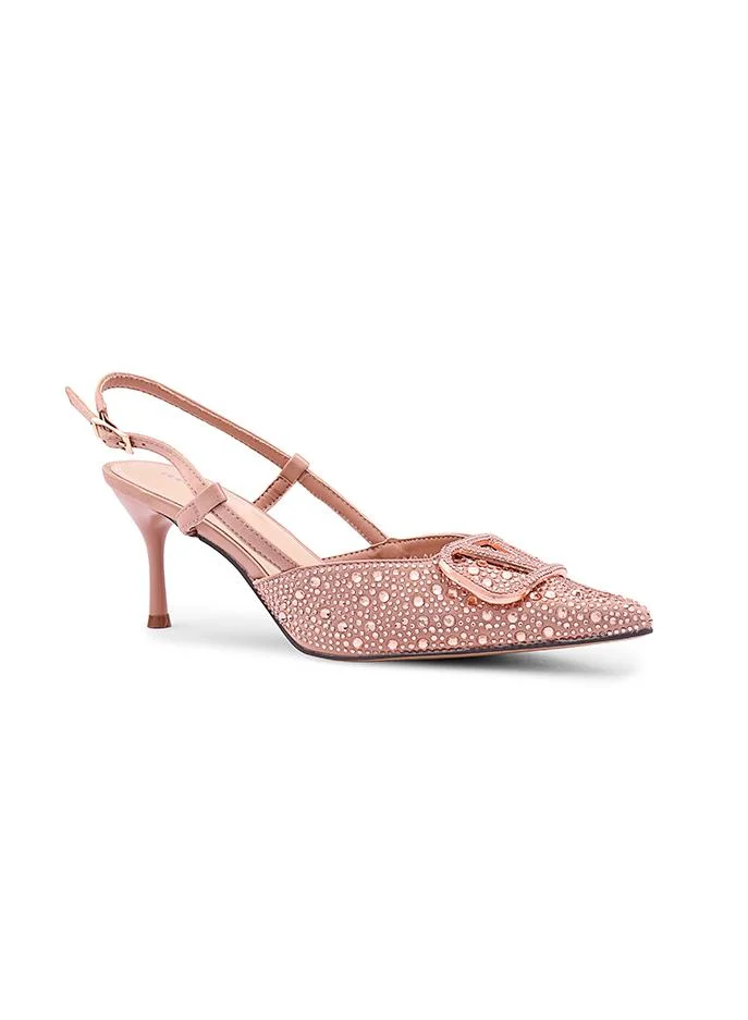IconStyle Garavani VLogo Signature slingback in leather with rhinestones
