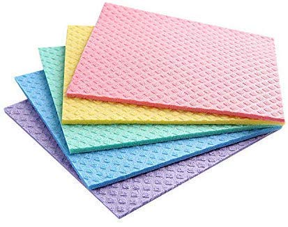 Atipriya Wet Kitchen Cleaning Cloth Environmentally Friendly Cellulose Sponge Cloth and Paper Towel Alternative is Washable Reusable and Biodegradable for Household and Kitchen Cleaning 5 Pack - Image 1
