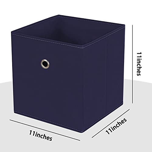 NieEnjoy Black Foldable Storage Cubes Bins 11 Inch Cloth Storage Cube Fabric Storage Box Cubes Organizer Baskets with Handles for Home Organizer Set of 3 Navy Blue - Image 3